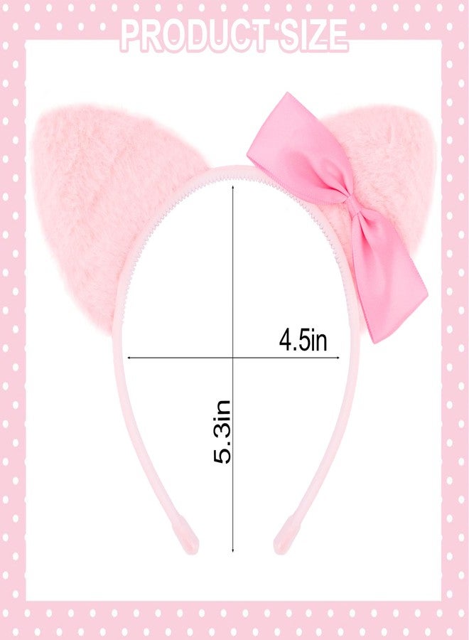 Chanaco 12Pcs Cat Ears Headbands Party Decorations Pink Bow Kitty Furry Hair Accessories Cute Gabby Headpieces Birthday Favors Halloween Costume Kawaii Gifts - Image 5